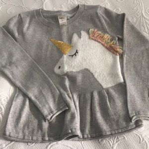 Oshkosh Unicorn Peplum Sweater 4t 
